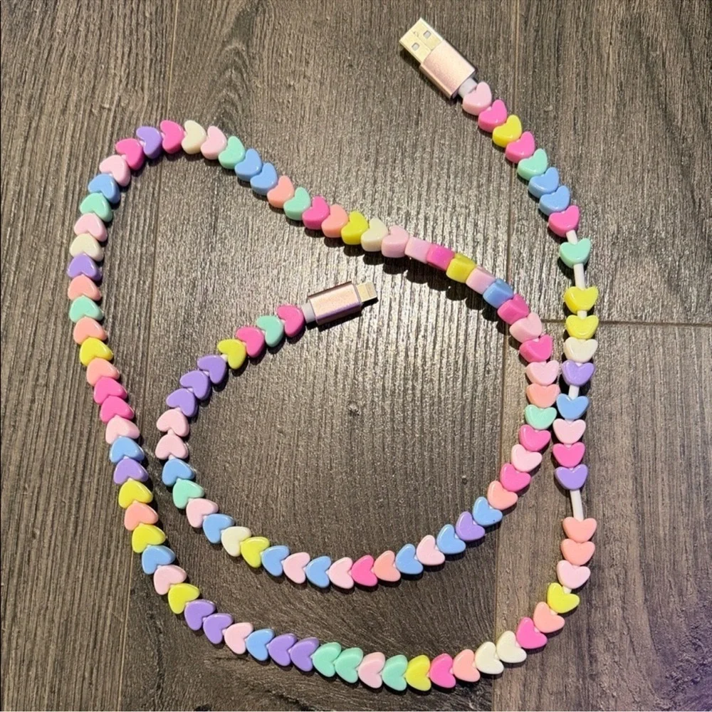 Francesca’s Colorful Heart Bead iPhone Charging Cable 3.3’ - BRAND NEW